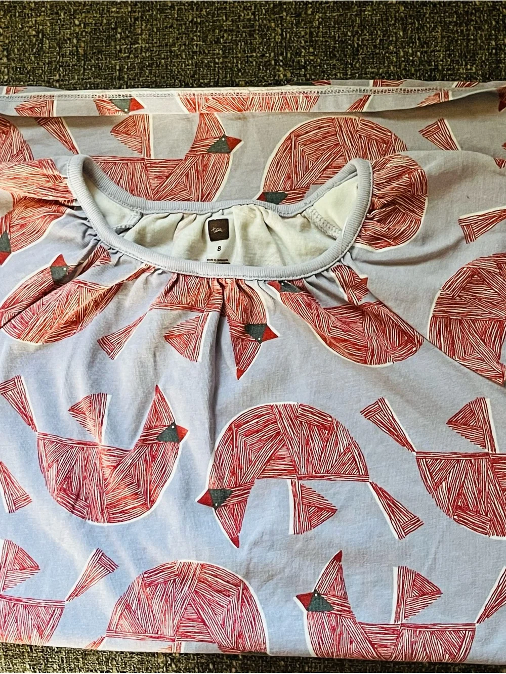 Tea Collection grey T-Shirt dress with Red Cardinals